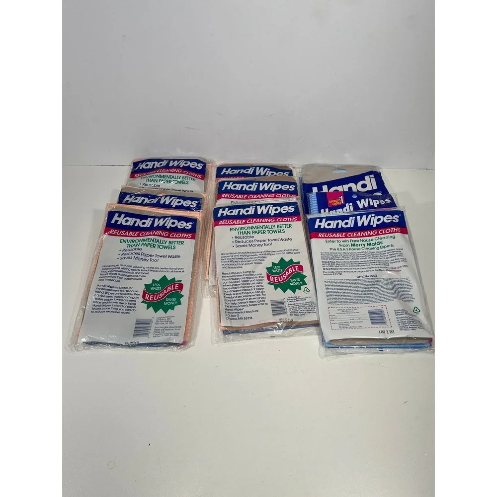 Handi Wipes Reusable Cleaning Cloths 21x13 Lot of 9 Packs Orange Blue Vintage
